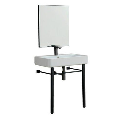 EVIVA Eliza 32 Inch Italian Ceramic Console Sink with Brass Stand and Matte Black Legs and Towel Rail Bathroom Vanity Eviva